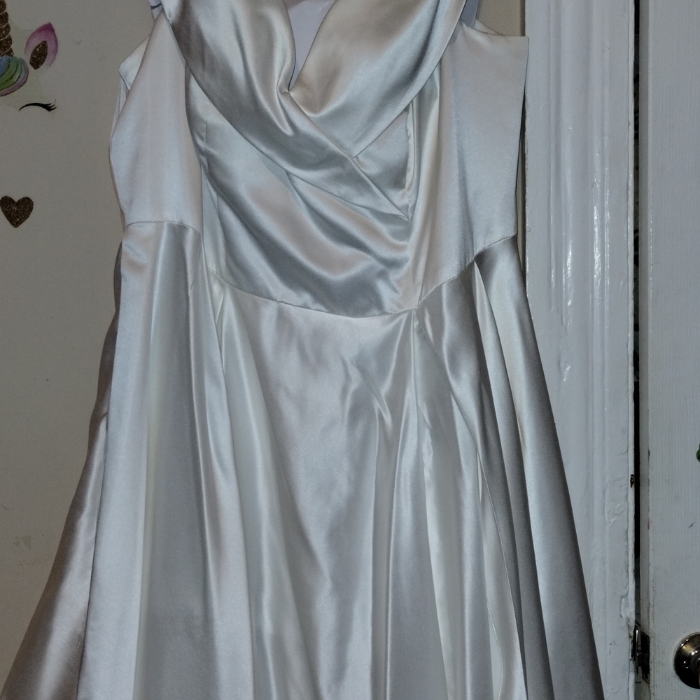 Elegant White Satin Dress